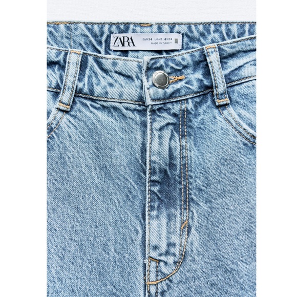 Zara Z1975 MID WAIST RIPPED CUT OUT STRAIGHT LEG JEANS - Picture 3 of 6